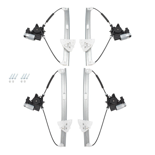 Driver and Passenger Side Power Window Regulators with Motor 4 Piece Set Compatible with 2007-2015 Mazda CX-9