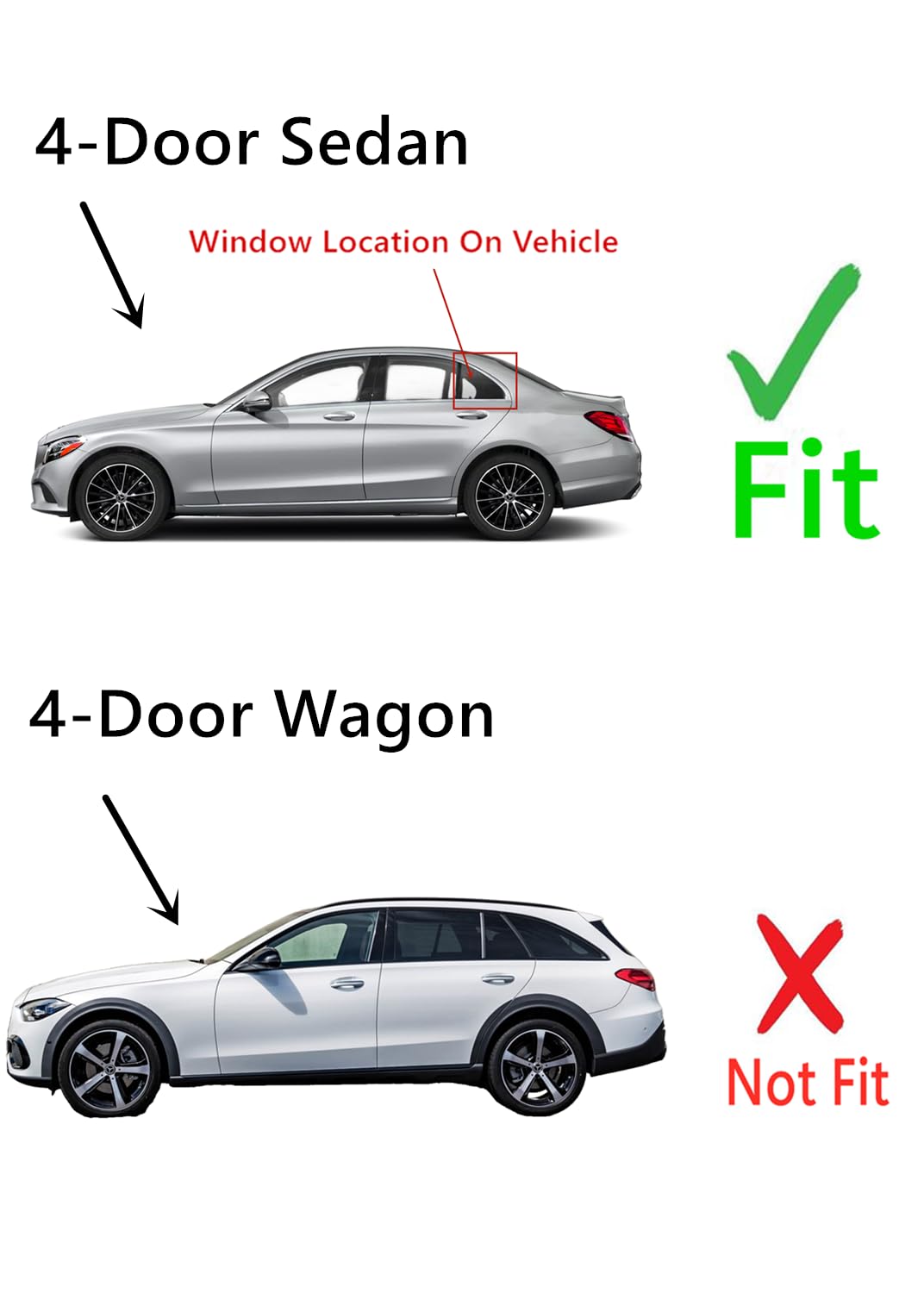 Tempered Driver Left Side Rear Vent Window Vent Glass Compatible with Mercedes Benz C300 C400 C43AMG C63AMG 4-Door Sedan 2015-2021 Models