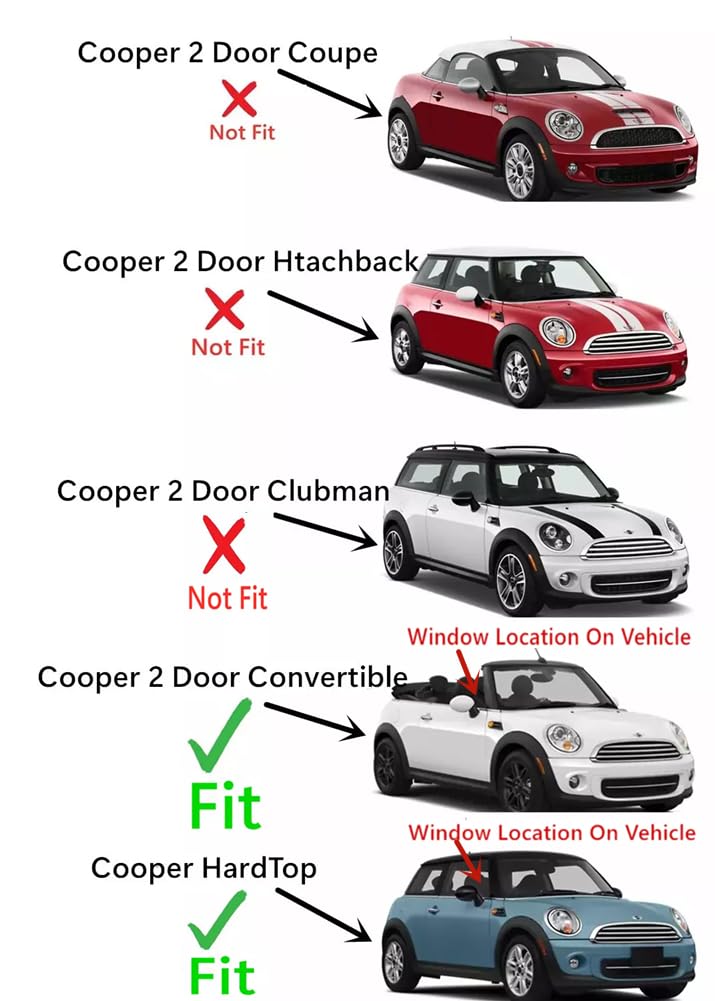 Passenger Right Side Door Window Door Glass Compatible with Mini Cooper 2 Door Convertible 2016-2024 Models / Cooper Hardtop 2 Door Hatchback 2014-2024 Models