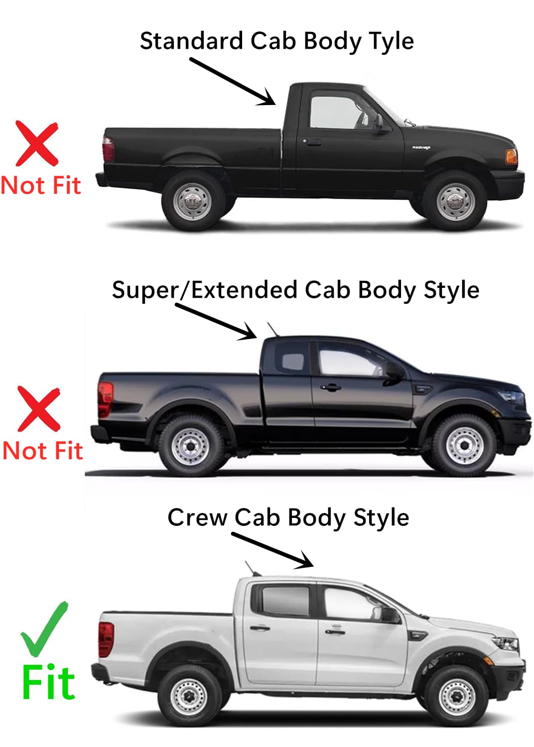 Passenger Right Side Rear Door Window Door Glass Compatible with Ford Ranger Pickup 4 Door Crew Cab 2019-2023 Models