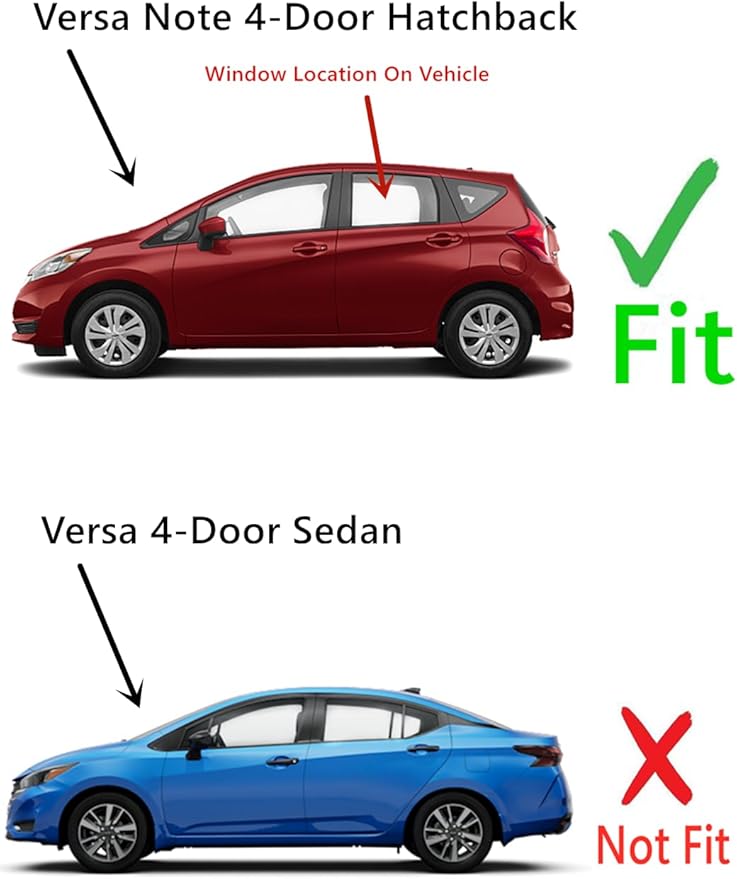 Driver Left Side Rear Door Window Door Glass Compatible with Nissan Versa Note 4 Door Hatchback 2014-2019 Models