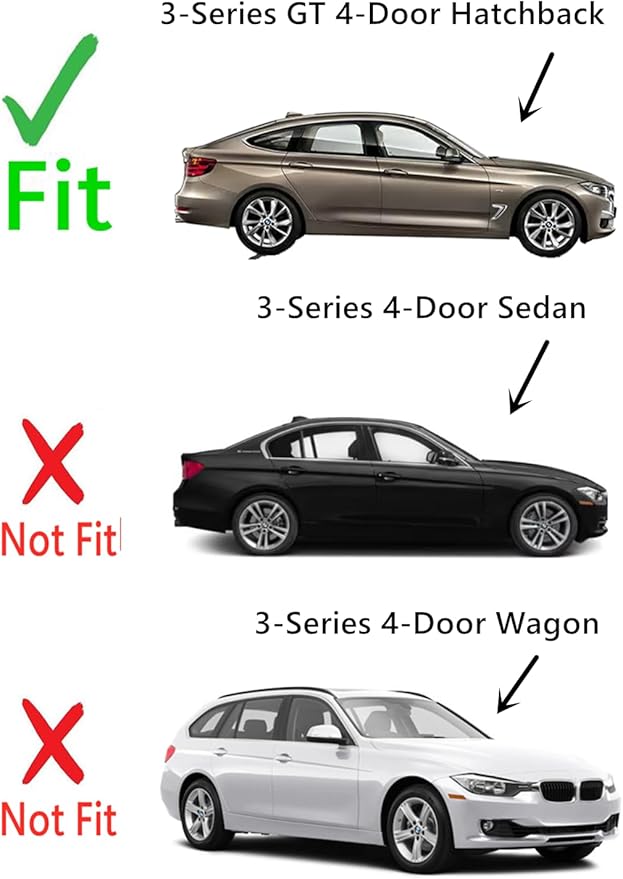 Passenger Right Side Rear Door Window Glass Compatible with BMW 328iGT / 335iGT / 340iGT / 330iGT 4 Door Hatchback 2014-2019 Models