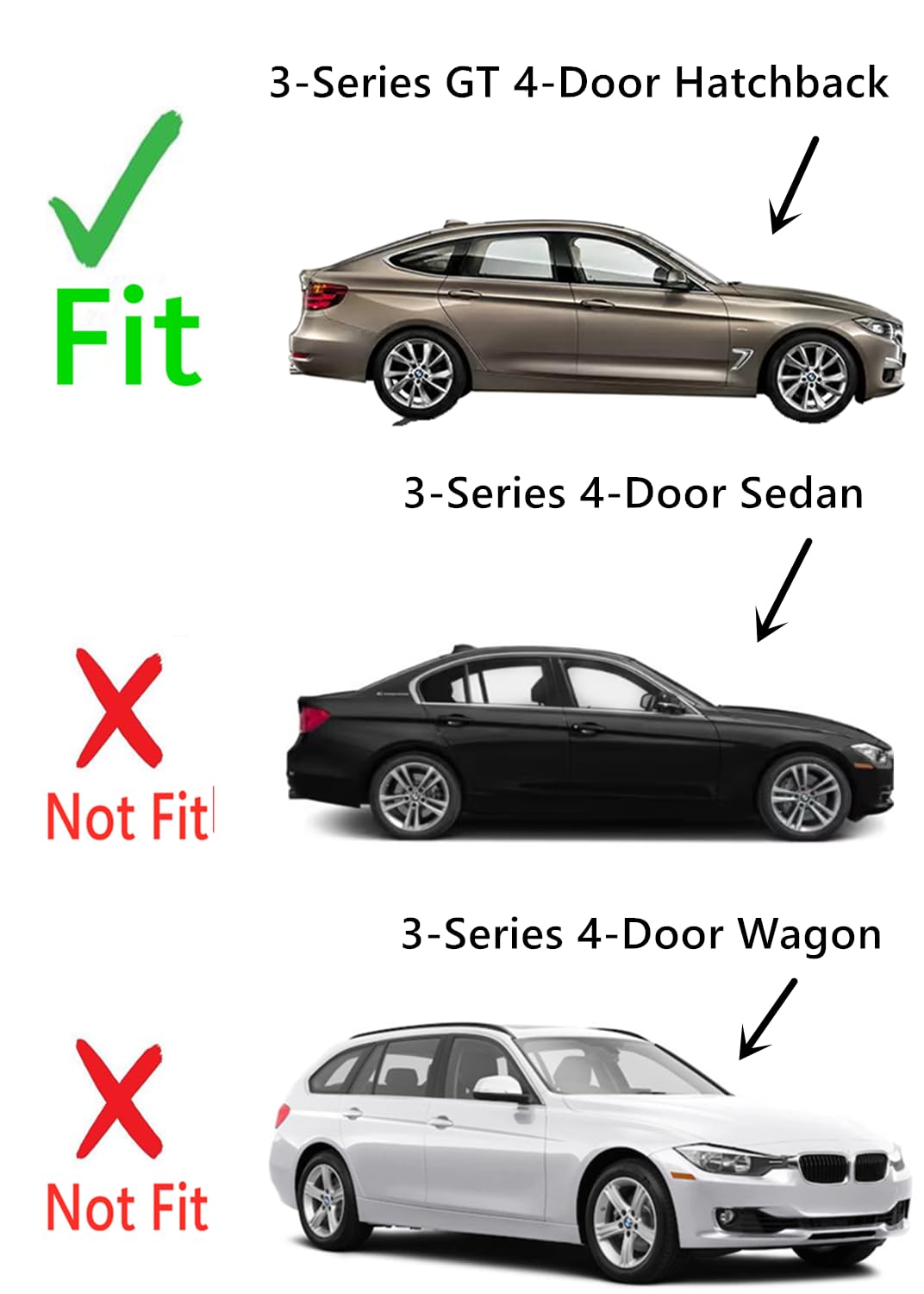 Tempered Passenger Right Side Front Door Window Glass Compatible with BMW 328iGT / 330iGT / 335iGT / 340iGT 4-Door Hatchback 2014-2019 Models