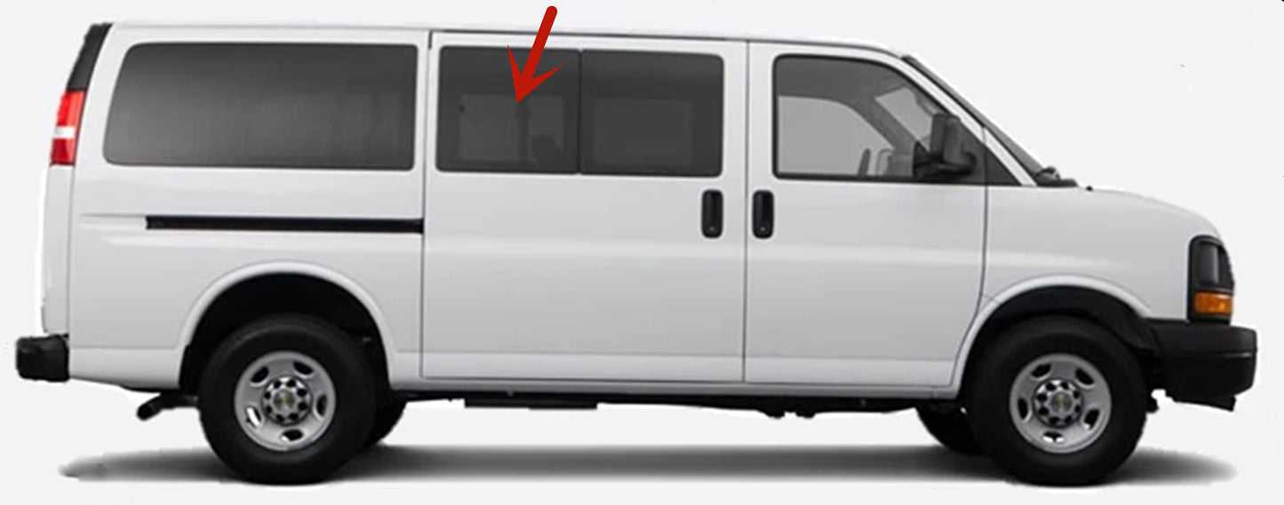 Movable Privacy Passenger Right Side Rear Sliding Cargo Door Window Door Glass Compatible with Chevrolet Express/GMC Savana 2003-2025 Models