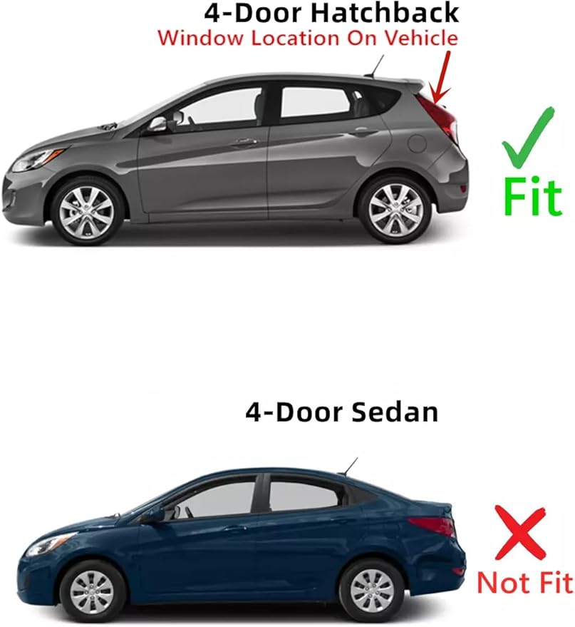 Heated Back Window Back Glass Compatible with Hyundai Accent 4 Door Hatchback 2012-2017 Models