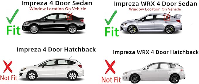 Driver Left Side Rear Vent Window Vent Glass Compatible with Subaru WRX 2015-2020 / Impreza 2012-2016 4 Door Sedan Models