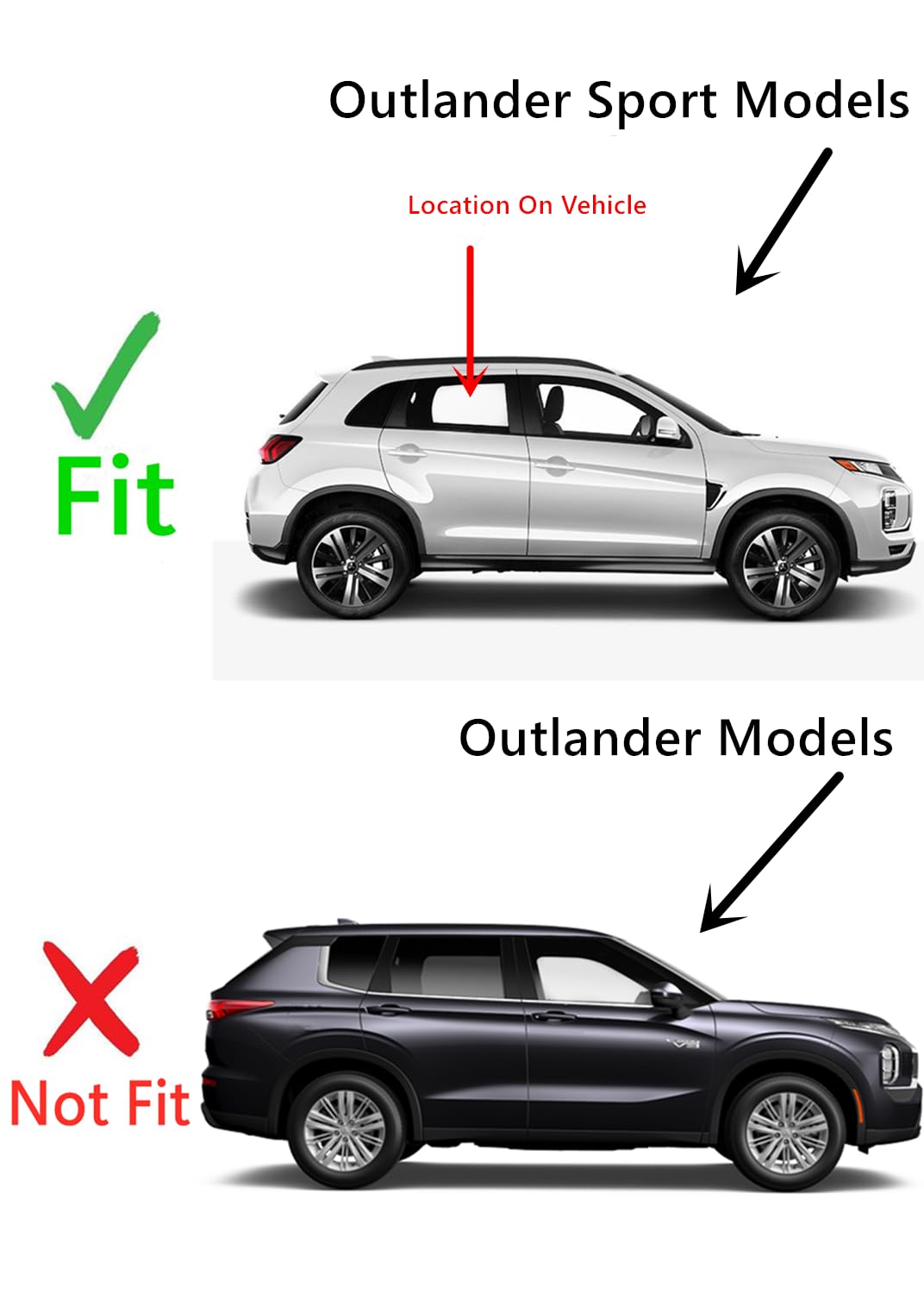 Clear Passenger Right Side Rear Door Window Door Glass Compatible with Mitsubishi Outlander Sport 2011-2025 Models
