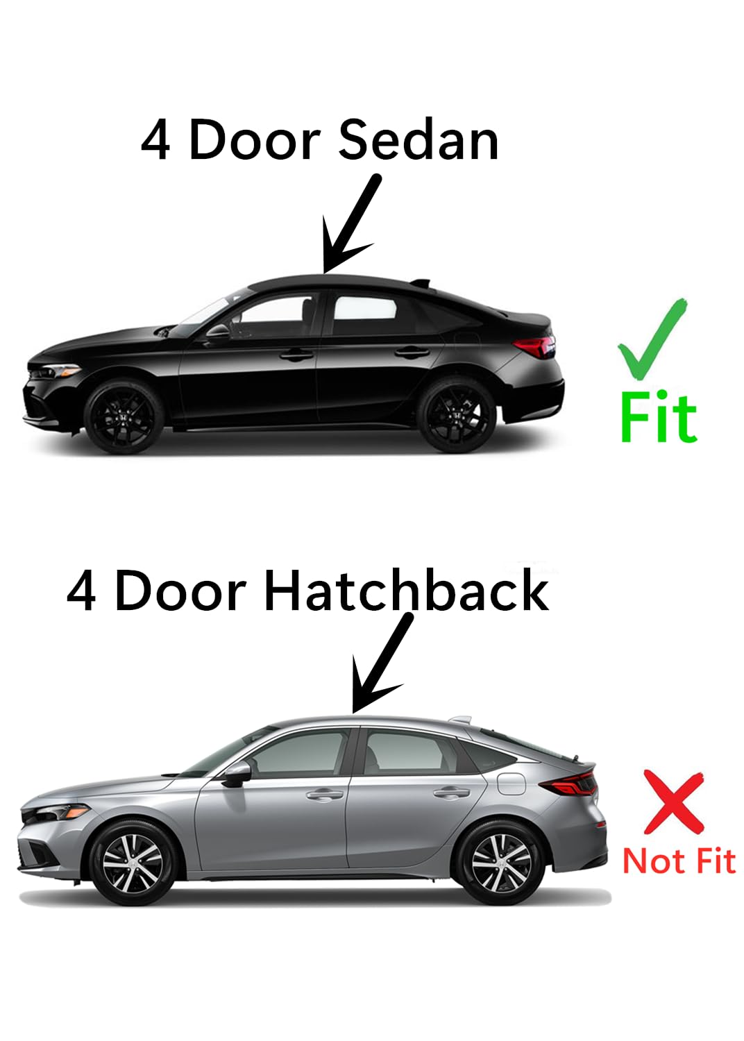 Driver Left Side Rear Door Window Door Glass Compatible with Honda Civic 4 Door Sedan 2022-2025 Models