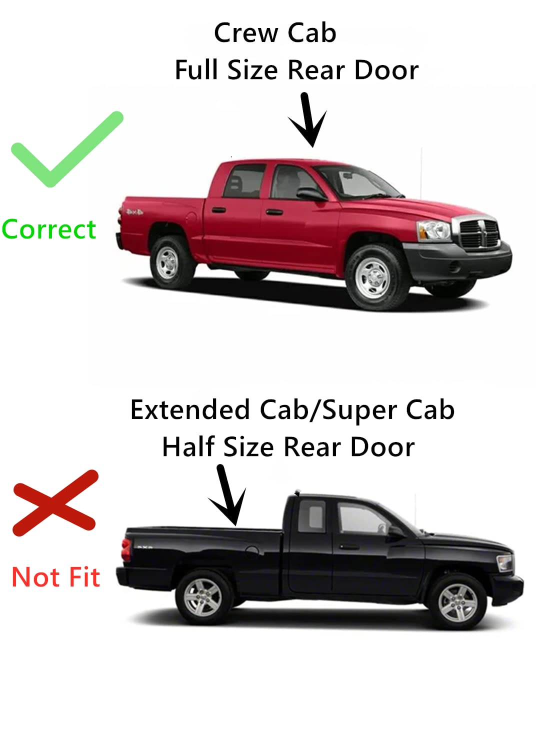 Passenger Right Side Rear Door Window Door Glass Compatible with Dodge Ram Dakota / Mitsubishi Raider 4 Door Crew Cab Pickups 2005-2011 Models