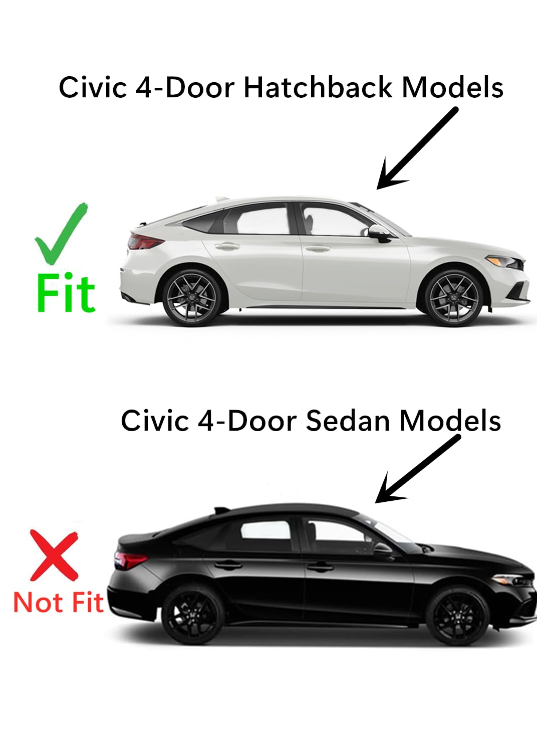 Tempered Passenger Right Side Rear Door Window Door Glass Compatible with Honda Civic 4-Door Hatchback 2022-2025 Models