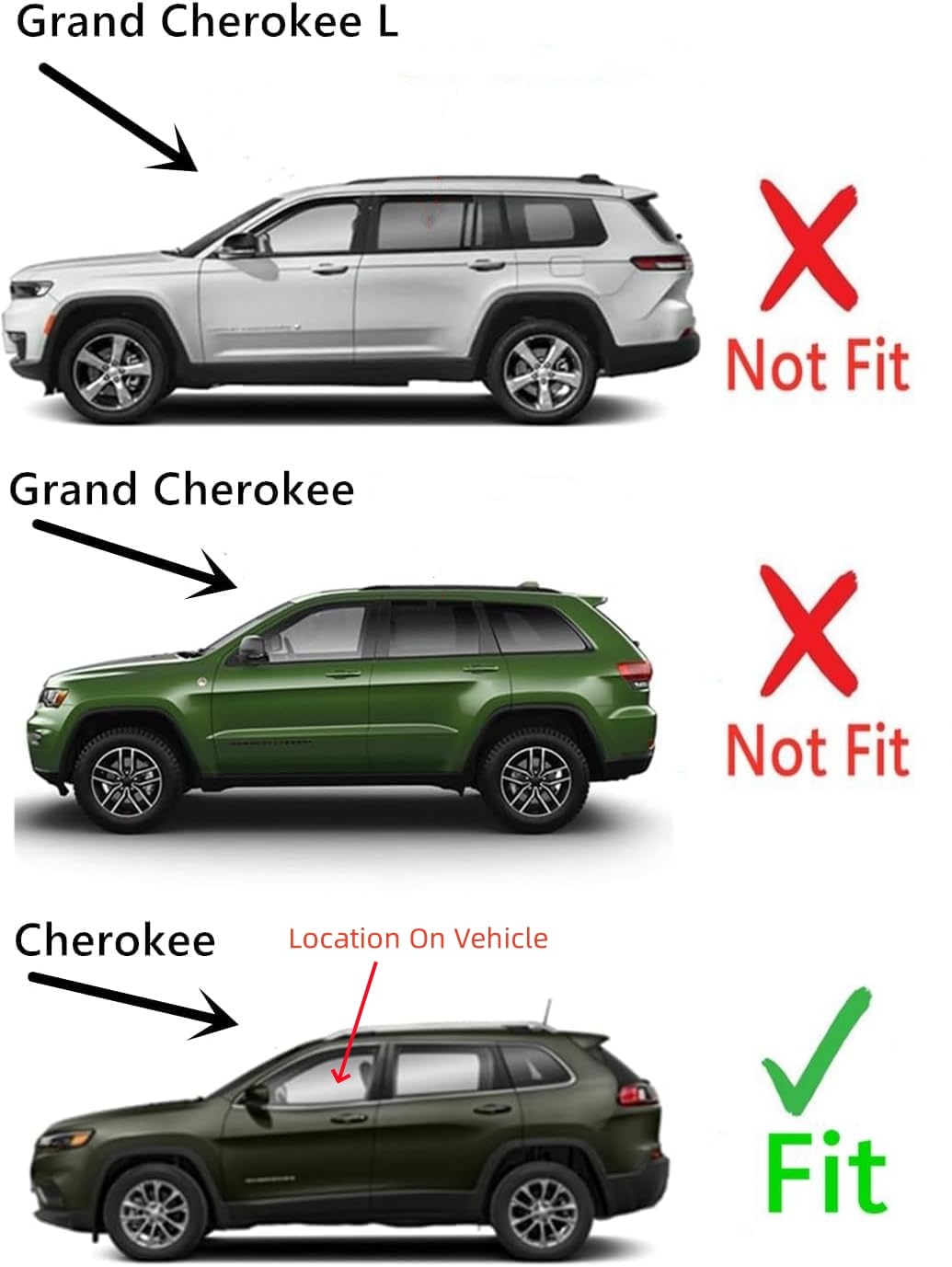 Tempered Driver Left Side Front Door Window Door Glass Compatible with Jeep Cherokee 2014-2023 Models