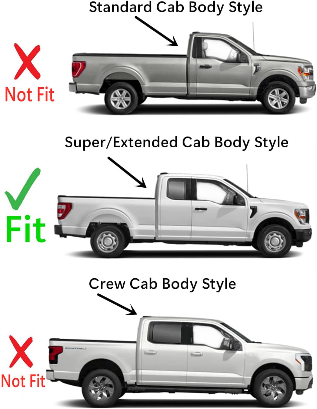 Tempered Passenger Right Side Rear Door Window Door Glass Compatible with Ford F150 2021-2025 F250 F350 2023-2025 4-Door Extended/Super Cab Models