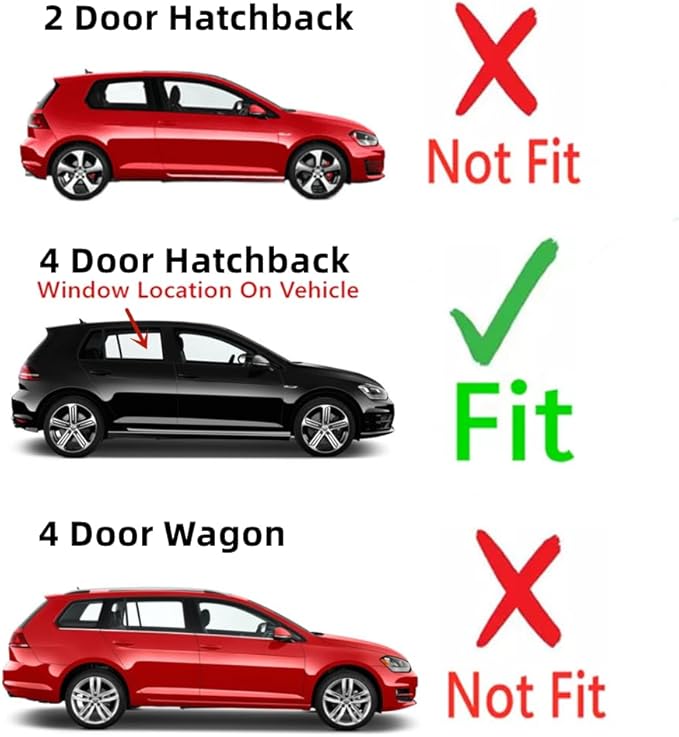 Passenger Right Side Rear Door Window Door Glass Compatible with Volkswagen Golf / Golf GTI / e-Golf 4 Door Hatchback 2015-2021 Models