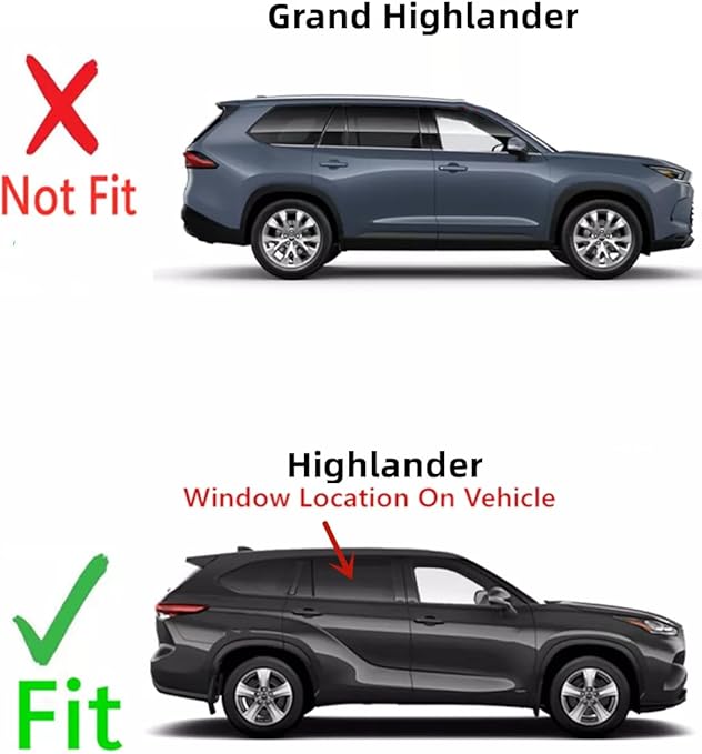 Passenger Right Side Rear Door Window Door Glass Compatible with Toyota Highlander 2020-2025 Models