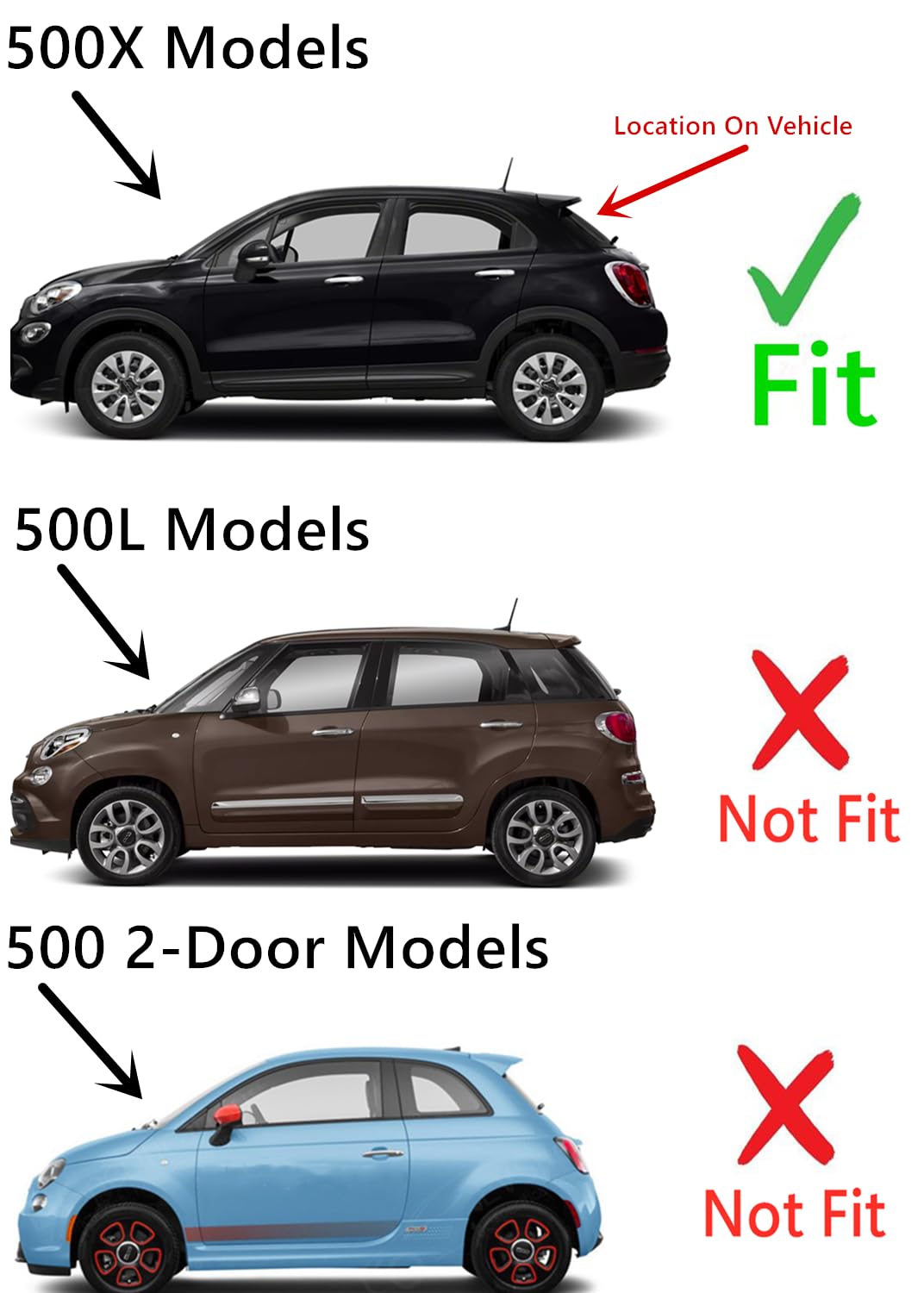 Heated Rear Back Window Back Glass Compatible with Fiat 500X 2016-2018 Models (Not For 500L or 2-Door Models)