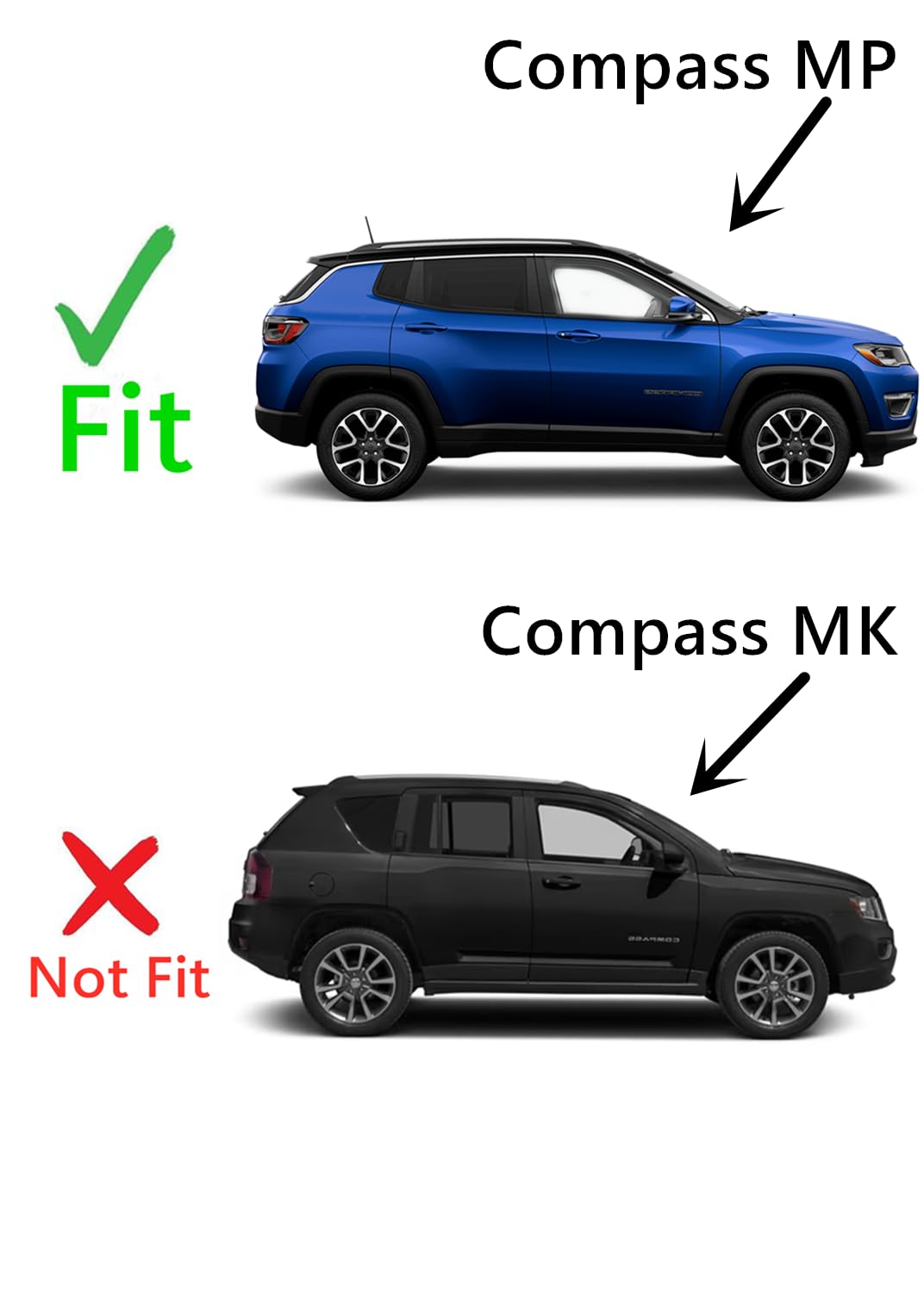 Passenger Right Side Rear Door Window Door Glass Compatible with Jeep Compass MP 2017-2025 Models (Not For Compass MK)