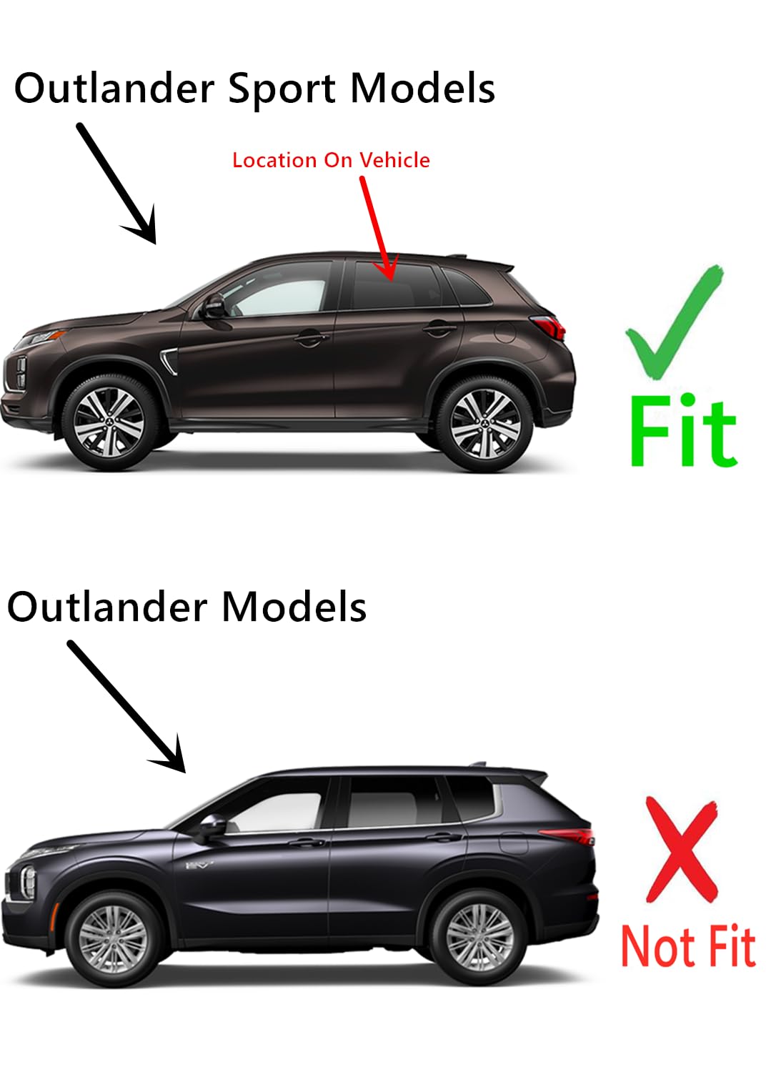 Driver Left Side Rear Door Window Door Glass Compatible with Mitsubishi Outlander Sport 2011-2025 Models