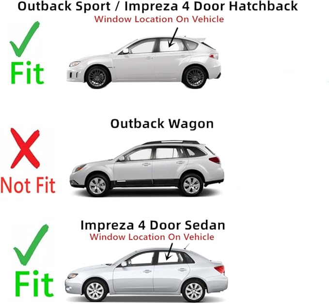 Driver Left Side Rear Door Window Door Glass Compatible with Subaru Impreza / Outback 2008-2011 Models