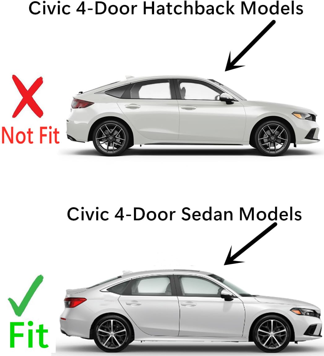 Tempered Chrome Moulding Style Passenger Right Side Quater Window Quarter Glass Compatible with Honda Civic 4-Door Sedan 2022-2025 Models