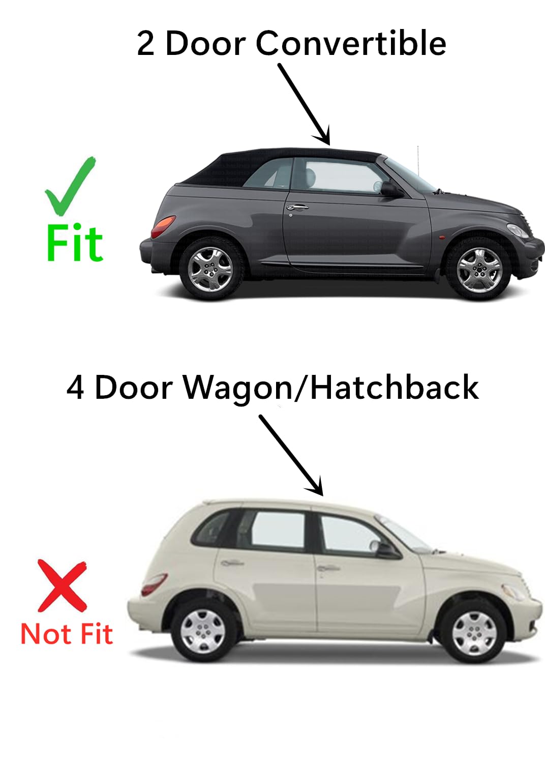 Passenger Right Side Door Window Door Glass Compatible with Chrysler PT Cruiser 2 Door Convertible 2004-2008 Models