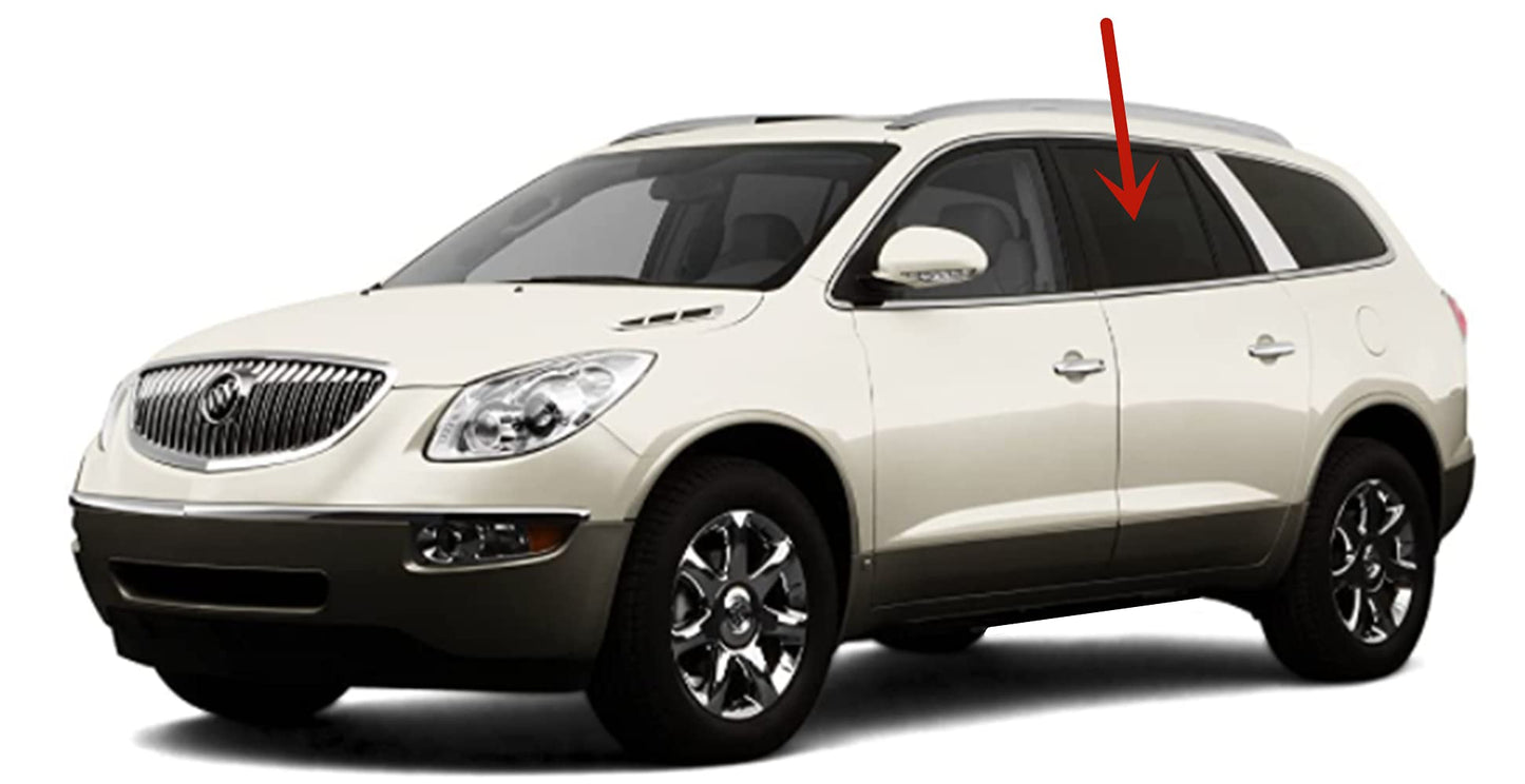 Driver Left Side Rear Door Window Door Glass Compatible with Buick Enclave 2008-2017 Models