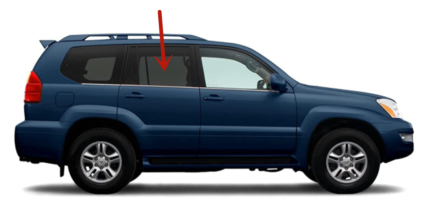 Passenger Right Side Rear Door Window Door Glass Compatible with Lexus GX470 2003-2010 Models