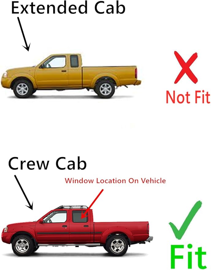 Driver Left Side Rear Door Window Door Glass Compatible with Nissan Frontier Pickup 4 Door Crew 2000-2004 Models