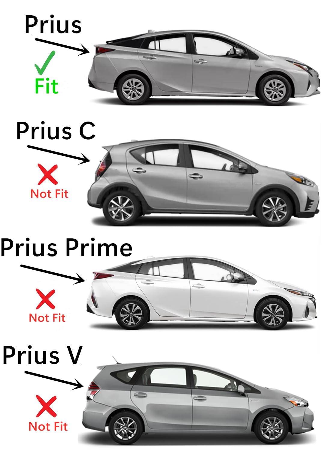 Passenger Right Side Front Door Glass Compatible with Toyota Prius 4 Door Hatchback 2016-2022 Models