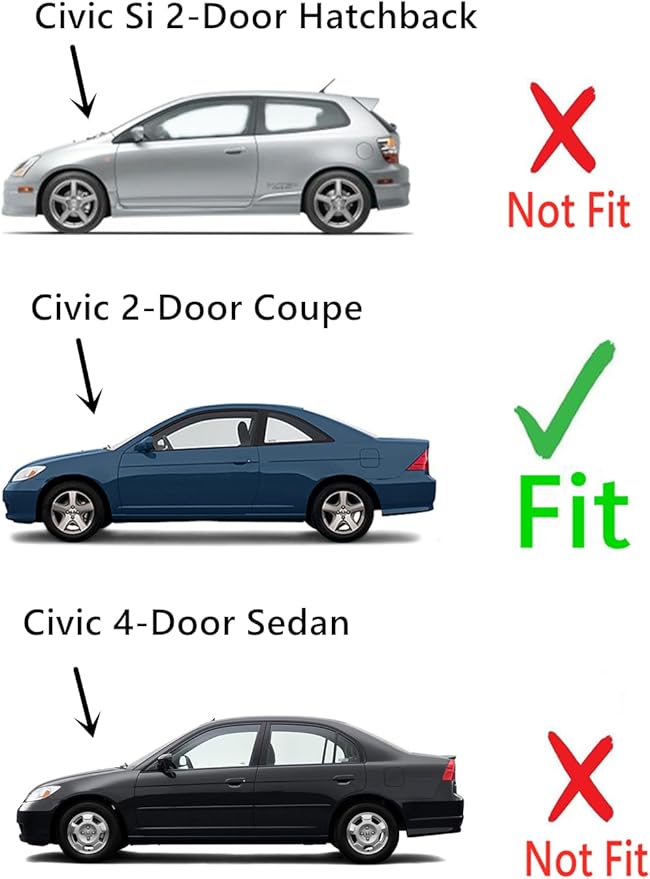 Driver Left Side Door Window Door Glass Compatible with Honda Civic 2 Door Coupe 2001-2005 Models