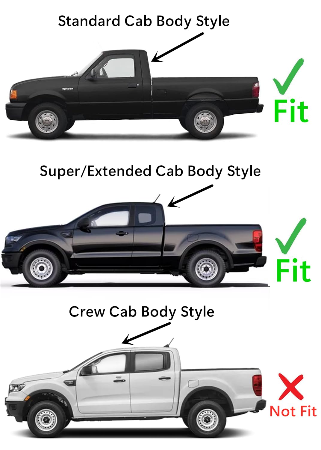 Driver Left Side Front Door Window Door Glass Compatible with Ford Ranger Pickup 2 Door Super/Standard Cab 2019-2023 Models