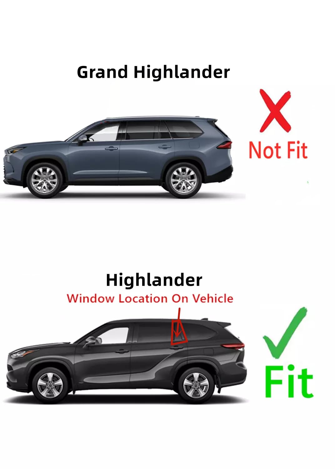 Driver Left Side Rear Vent Window Vent Glass Compatible with Toyota Highlander 2020-2025 Models