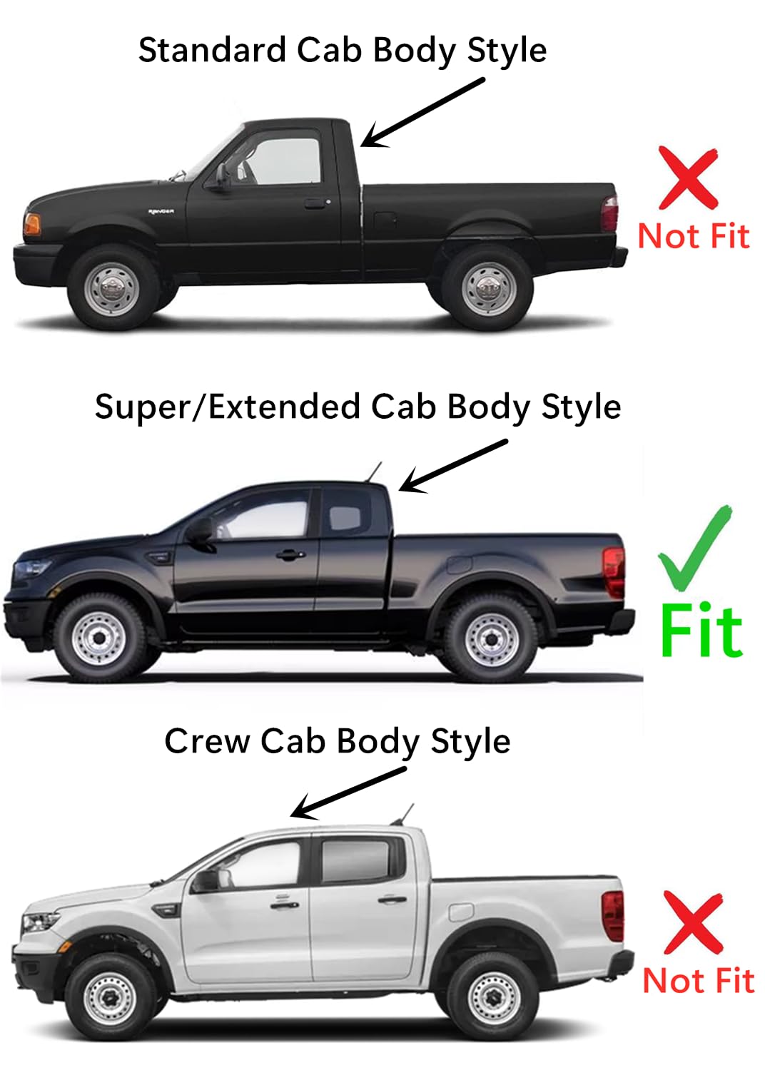 Privacy Driver Left Side Quarter Window Quarter Glass Compatible with Ford Ranger Pickup 2 Door Super Cab 2019-2023 Models