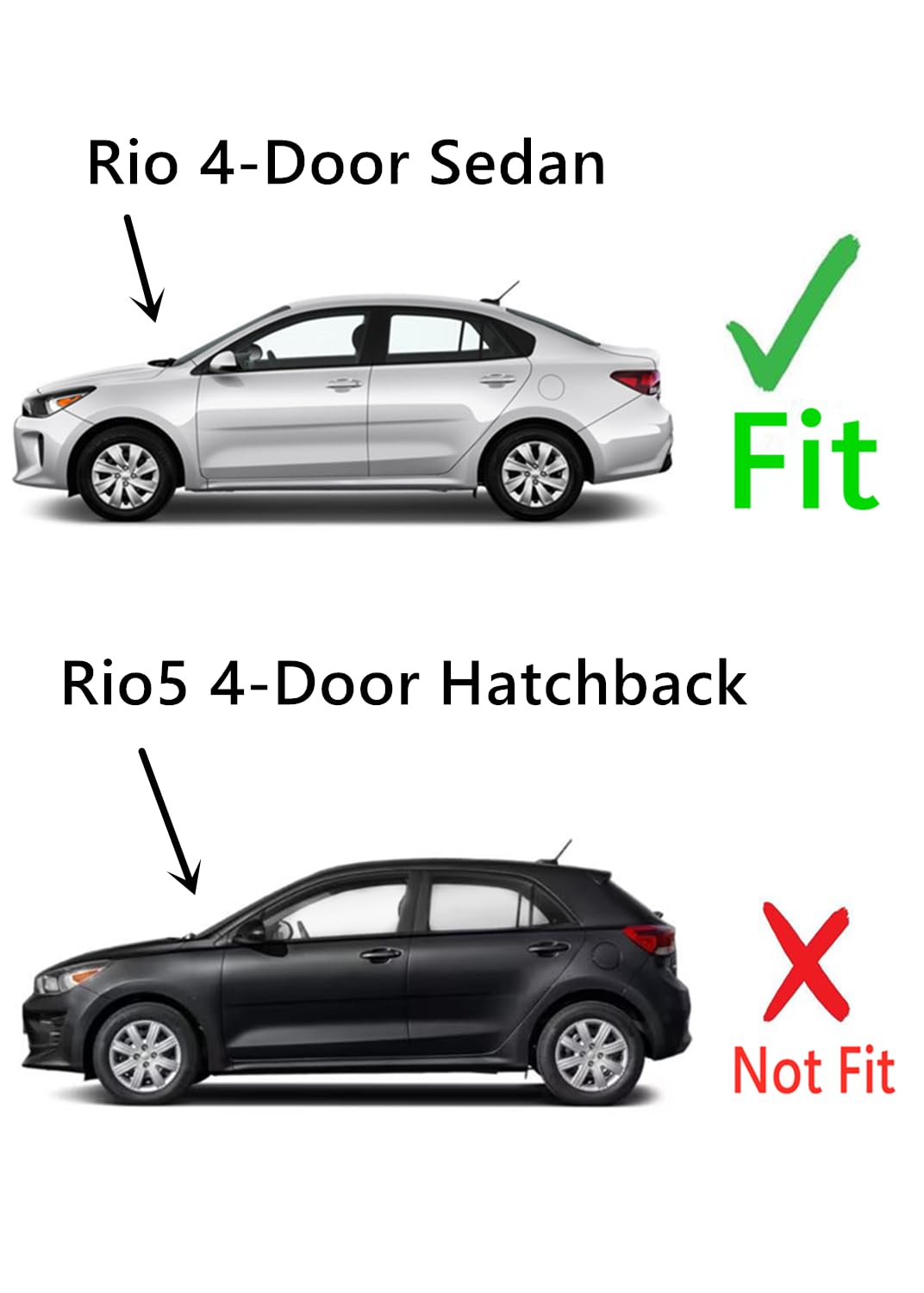 Tempered Driver Left Side Rear Door Window Glass Compatible with Kia Rio 4-Door Sedan 2018-2023 Models