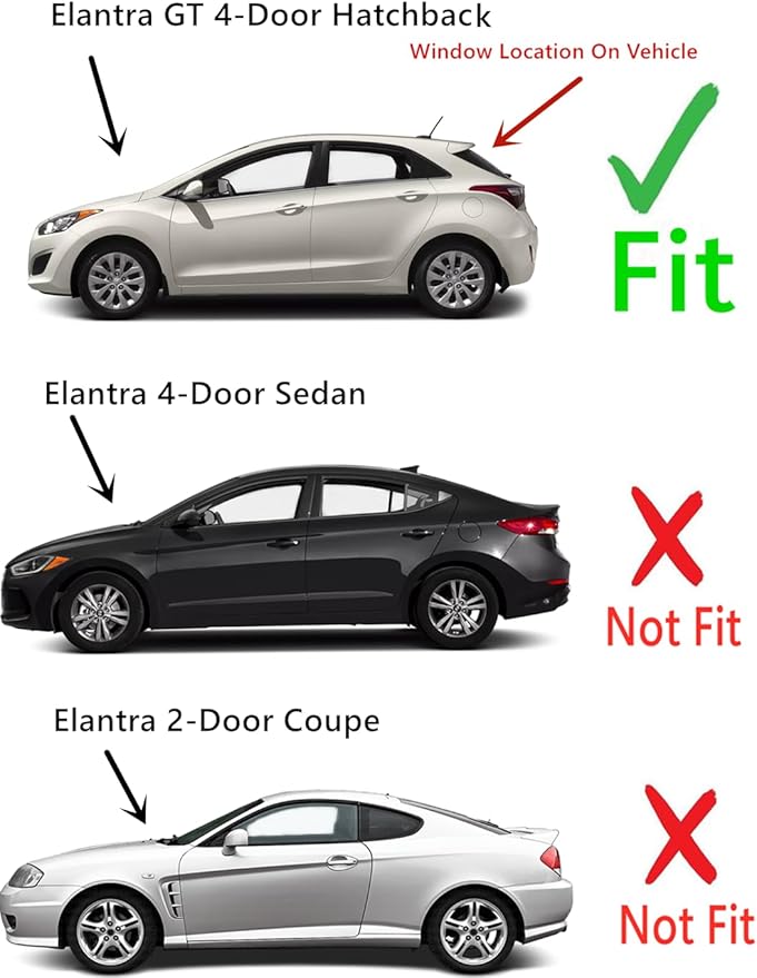Heated Back Tailgate Window Back Glass Compatible with Hyundai Elantra GT 2013-2017 Models