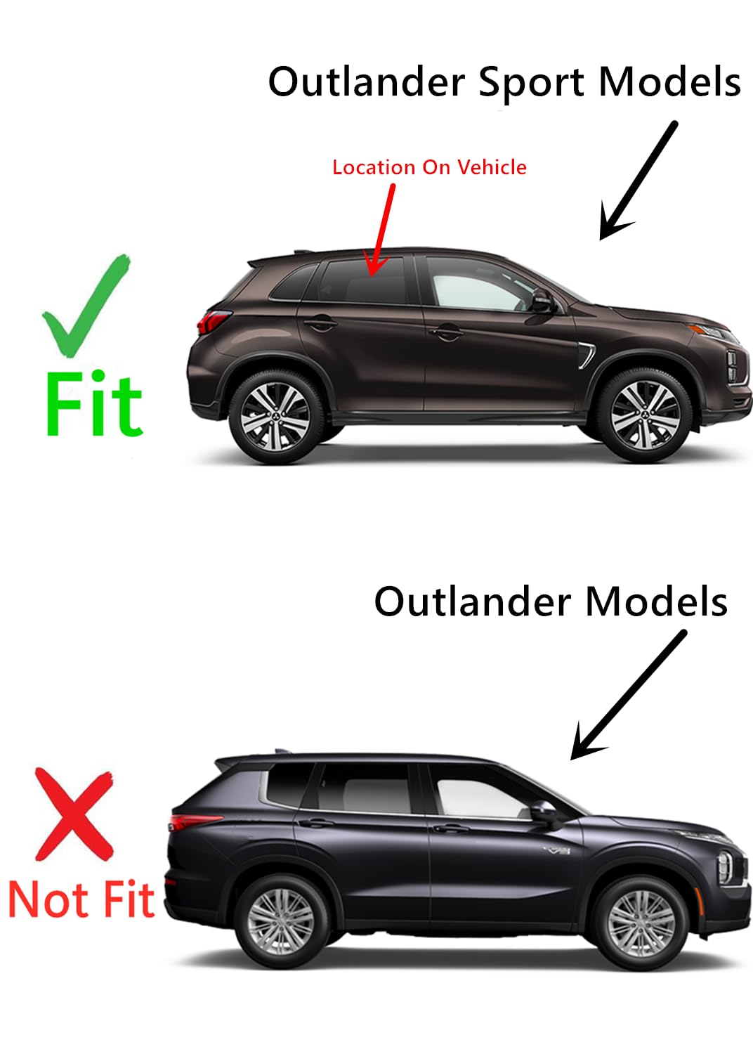 Passenger Right Side Rear Door Window Door Glass Compatible with Mitsubishi Outlander Sport 2011-2025 Models