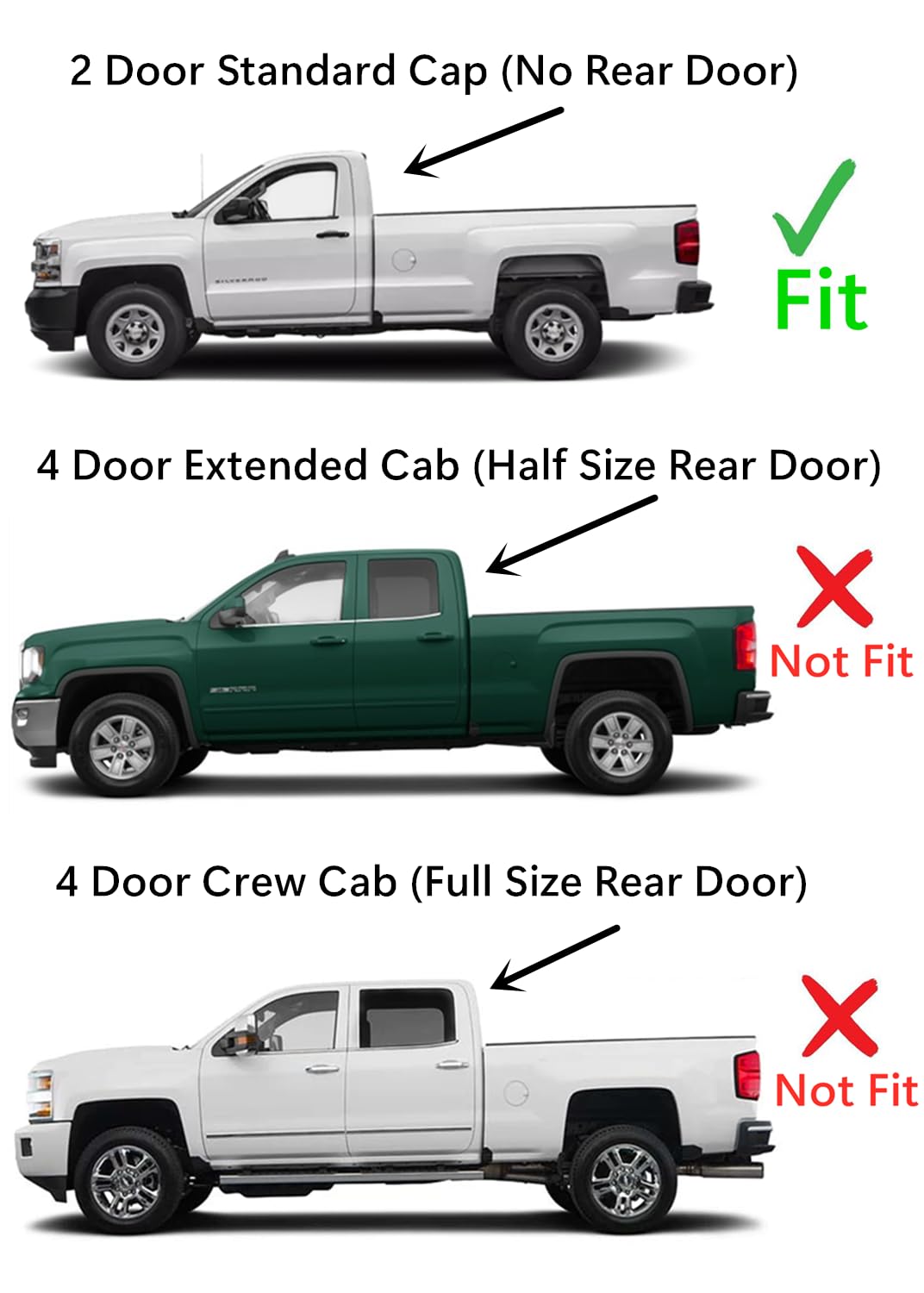 Driver Left Side Door Window Door Glass Compatible with Chevrolet Silverado GMC Sierra 1500 2014-2018 / 2500 3500 2015-2019 2-Door Standard Cab Pickup Only (Not For 4-Door Models)