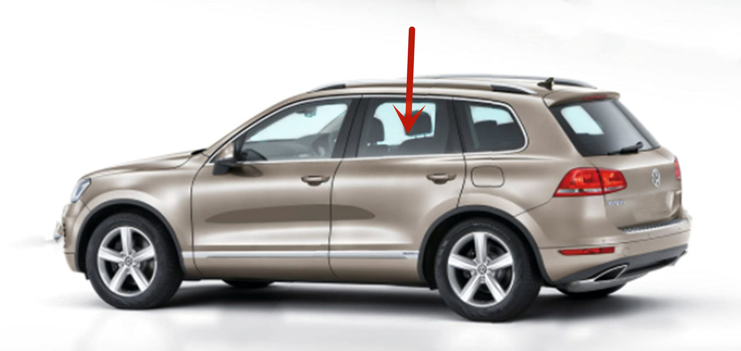 Driver Left Side Rear Door Window Door Glass Compatible with Volkswagen Touareg 2004-2010 Models