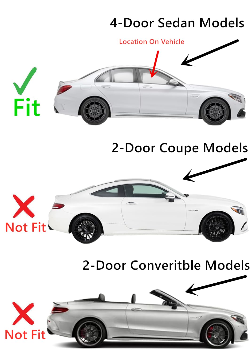 Laminated Passenger Right Side Front Door Window Door Glass Compatible with Benz C300 / C400 / C63 AMG / C65 AMG 2015-2018 4-Door Sedan Models