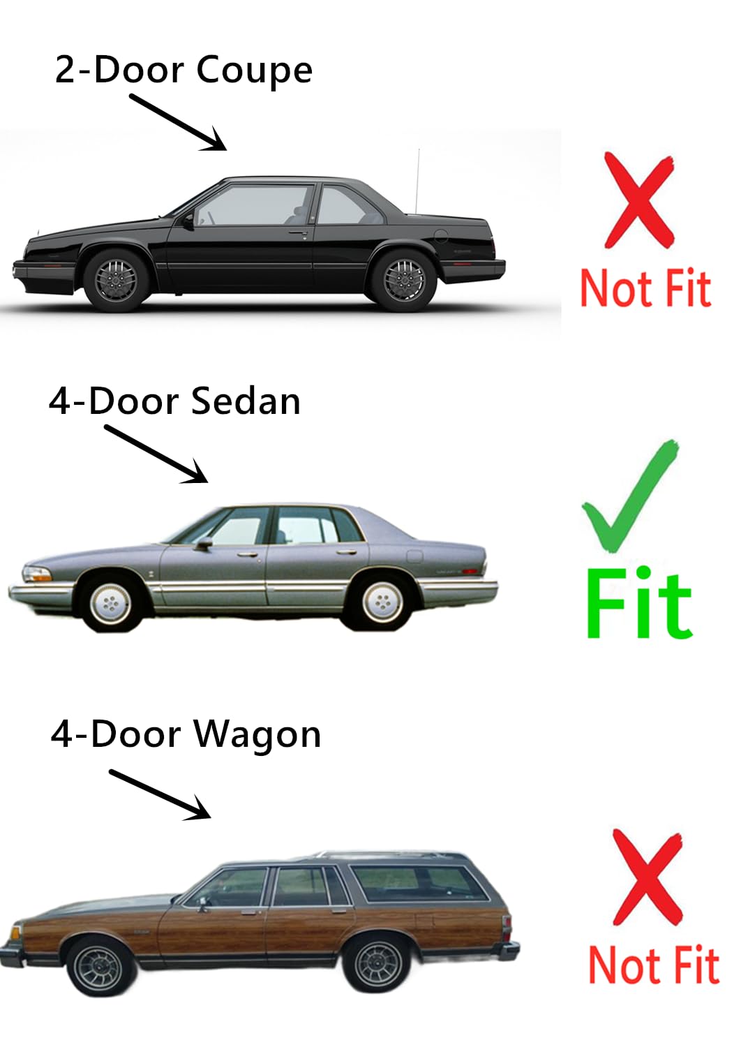 Driver Left Side Rear Door Window Glass Compatible with Buick Electra / Oldsmobile Ninety-Eight 1987-1990 & Buick LeSabre / Oldsmobile Delta Eighty-Eight / Pontiac Bonneville 1987-1991 4-Dr Sedan