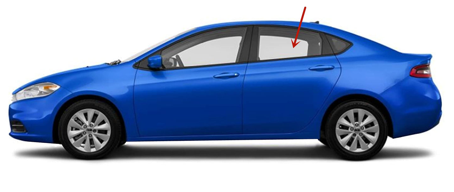 Driver Left Side Rear Door Window Door Glass Compatible with Dodge Dart 2013-2016 Models