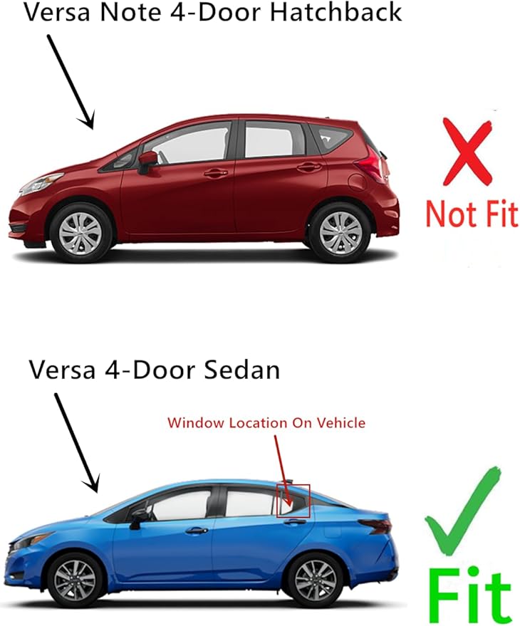 Driver Left Side Rear Vent Glass Vent Window Compatible with Nissan Versa 4 Door Sedan 2012-2019 Models