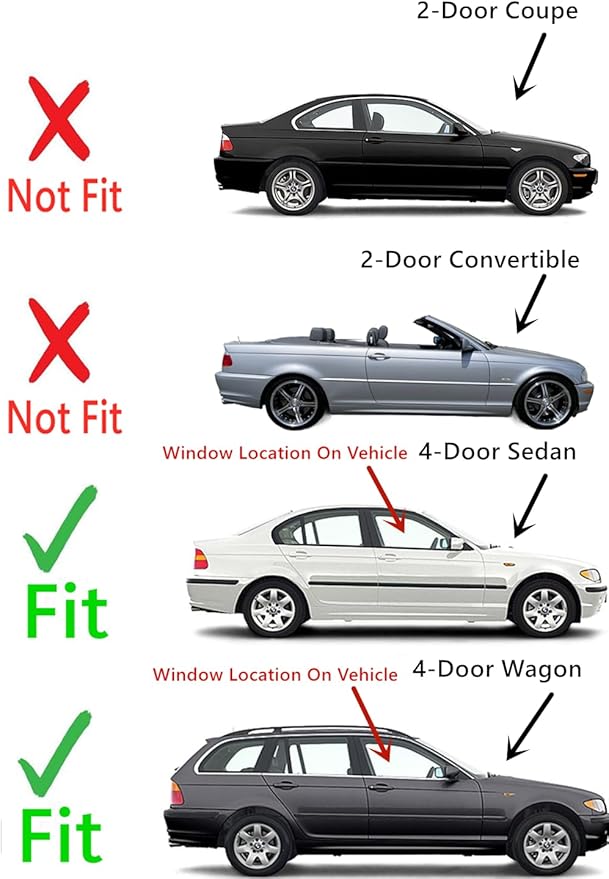 Passenger Right Side Front Door Window Door Glass Compatible with BMW 323i 328i 1999-2000 4 Door Models/ 325i 325xi 330i 330xi 2001-2005 4 Door Models