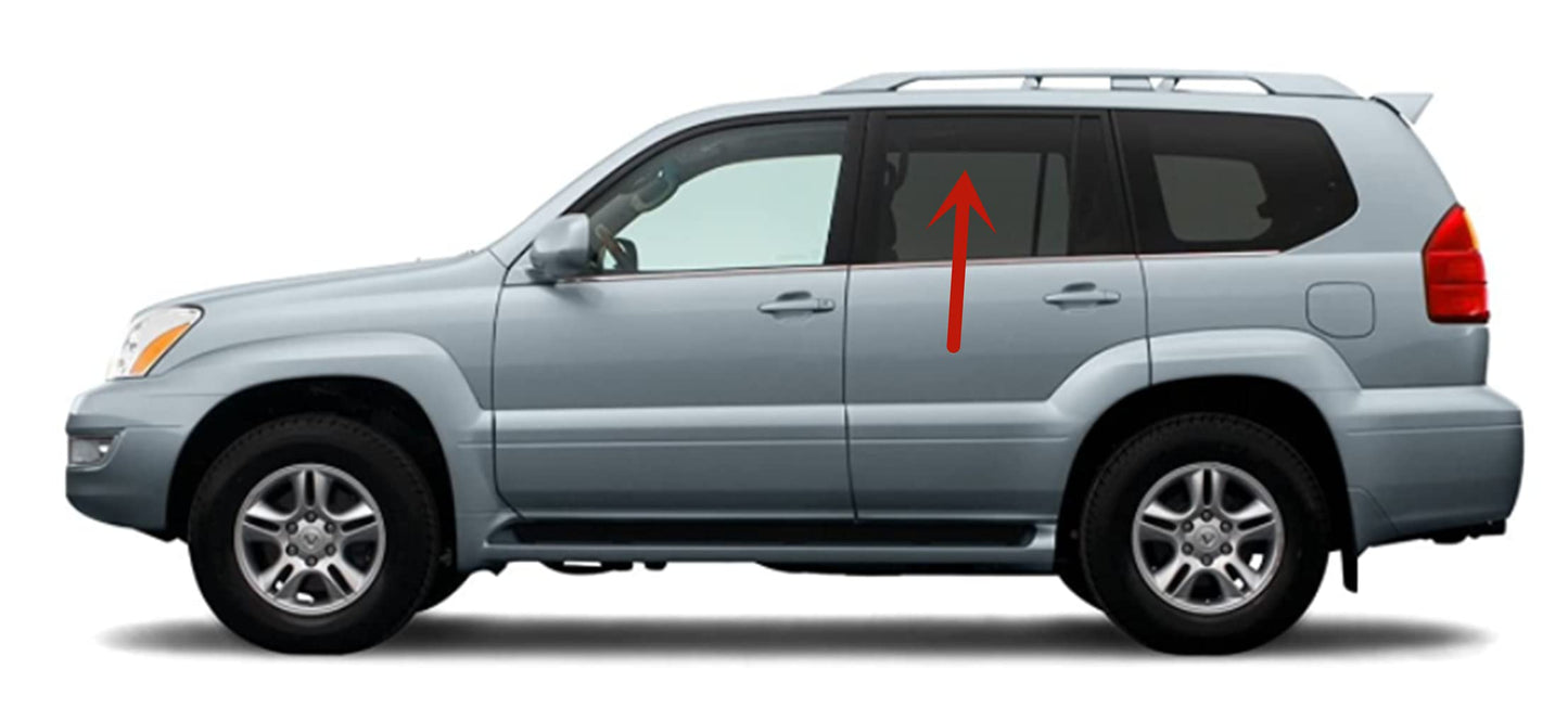 Driver Left Side Rear Door Window Door Glass Compatible with Lexus GX470 2003-2010 Models
