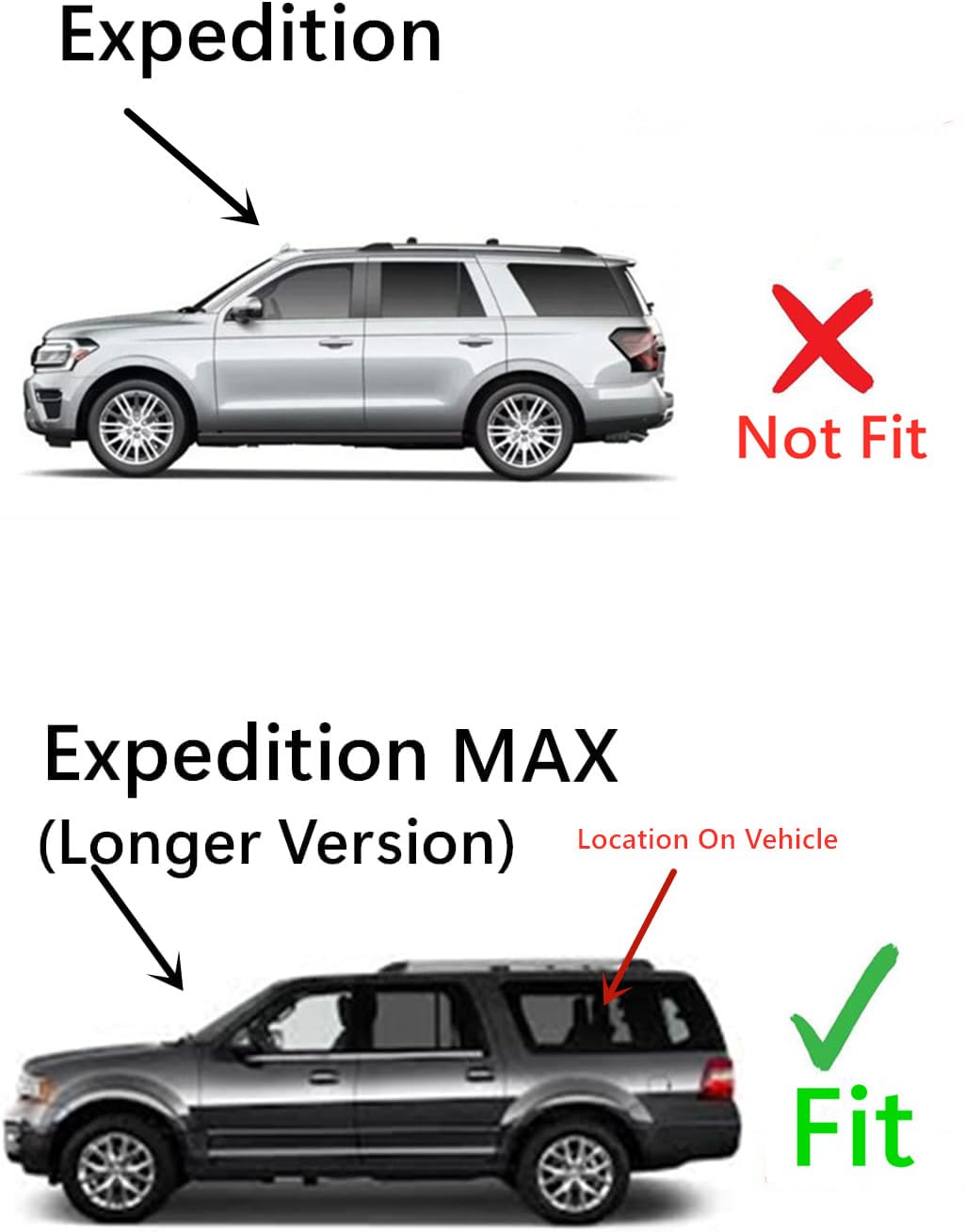 Privacy Driver Left Side Rear Quarter Window Quarter Glass Compatible with Ford Expedition MAX Long Wheel Base 2018-2024 Models