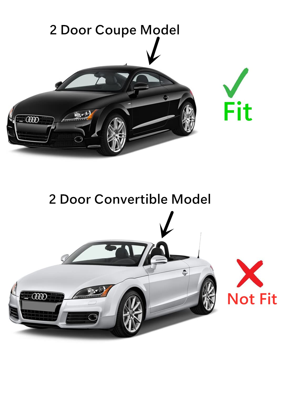 Tempered Driver Left Side Door Window Door Glass Compatible with Audi TT 2 Door Coupe 2007-2015 Models (Not For Convertible Models)