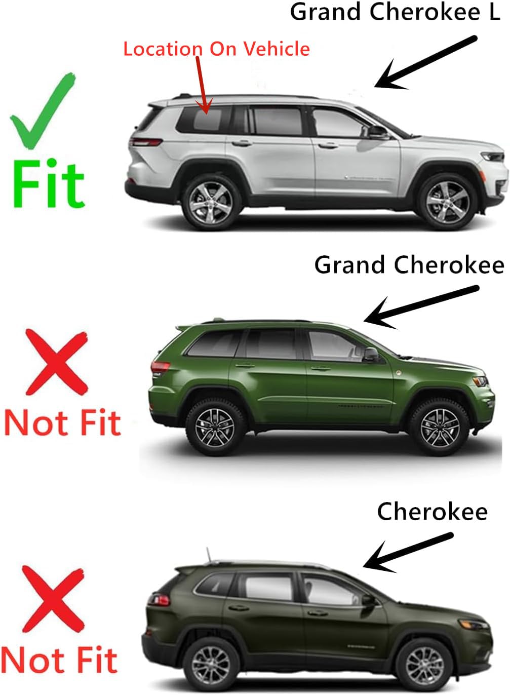 Tempered Passenger Right Side Rear Quarter Window Quarter Glass Compatible with Jeep Grand Cherokee L 2021-2025 Models (Not For Grand Cherokee)