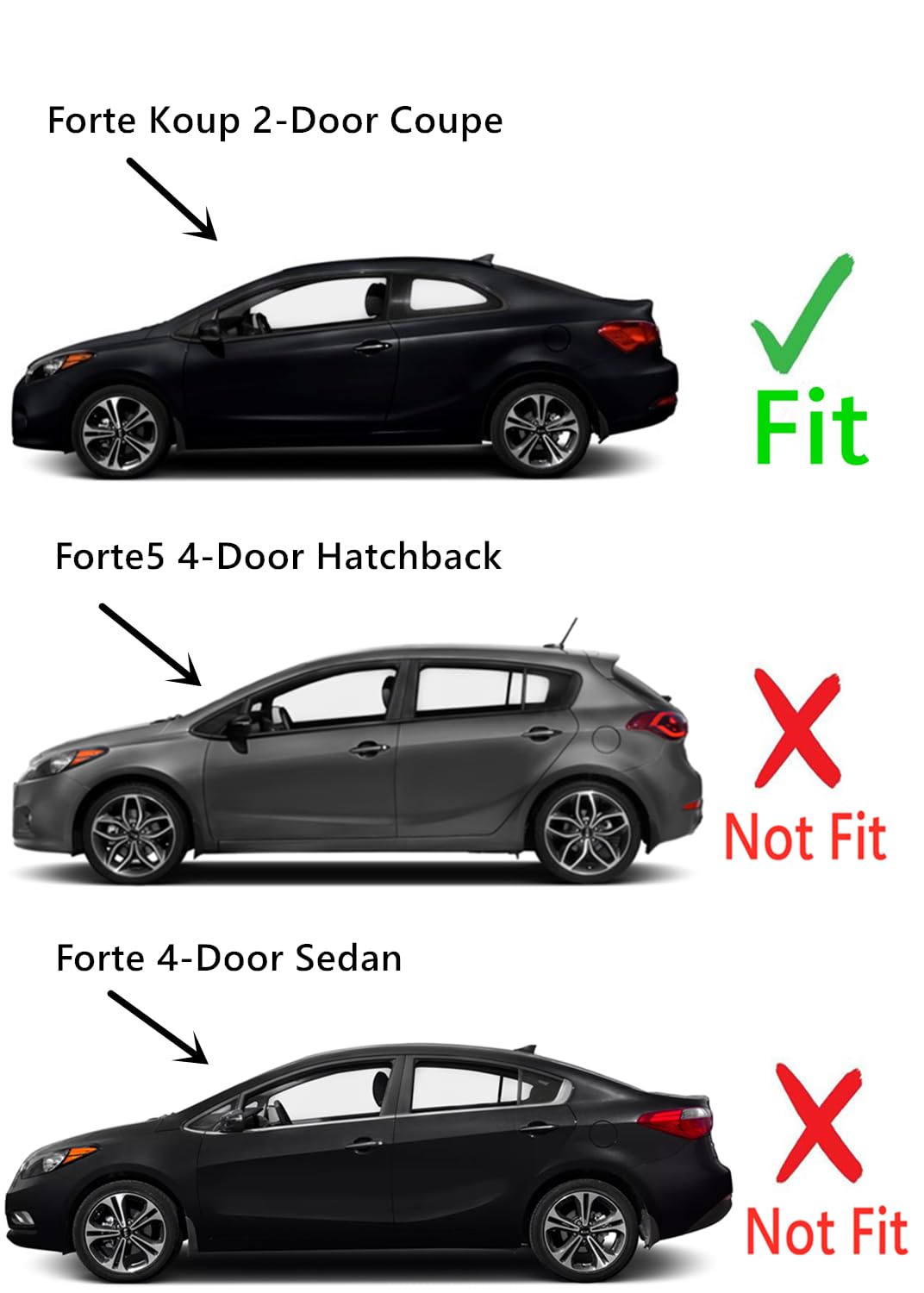 Tempered Driver Left Side Door Window Door Glass Compatible with Kia Forte Koup 2-Door Coupe 2014-2017 Models