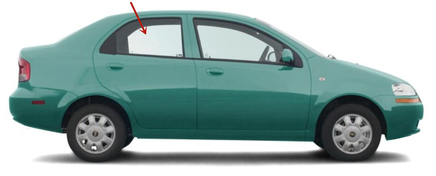 Passenger Right Side Rear Door Window Door Glass Compatible with Chevrolet Aveo 4 Door Sedan 2004-2006 Models