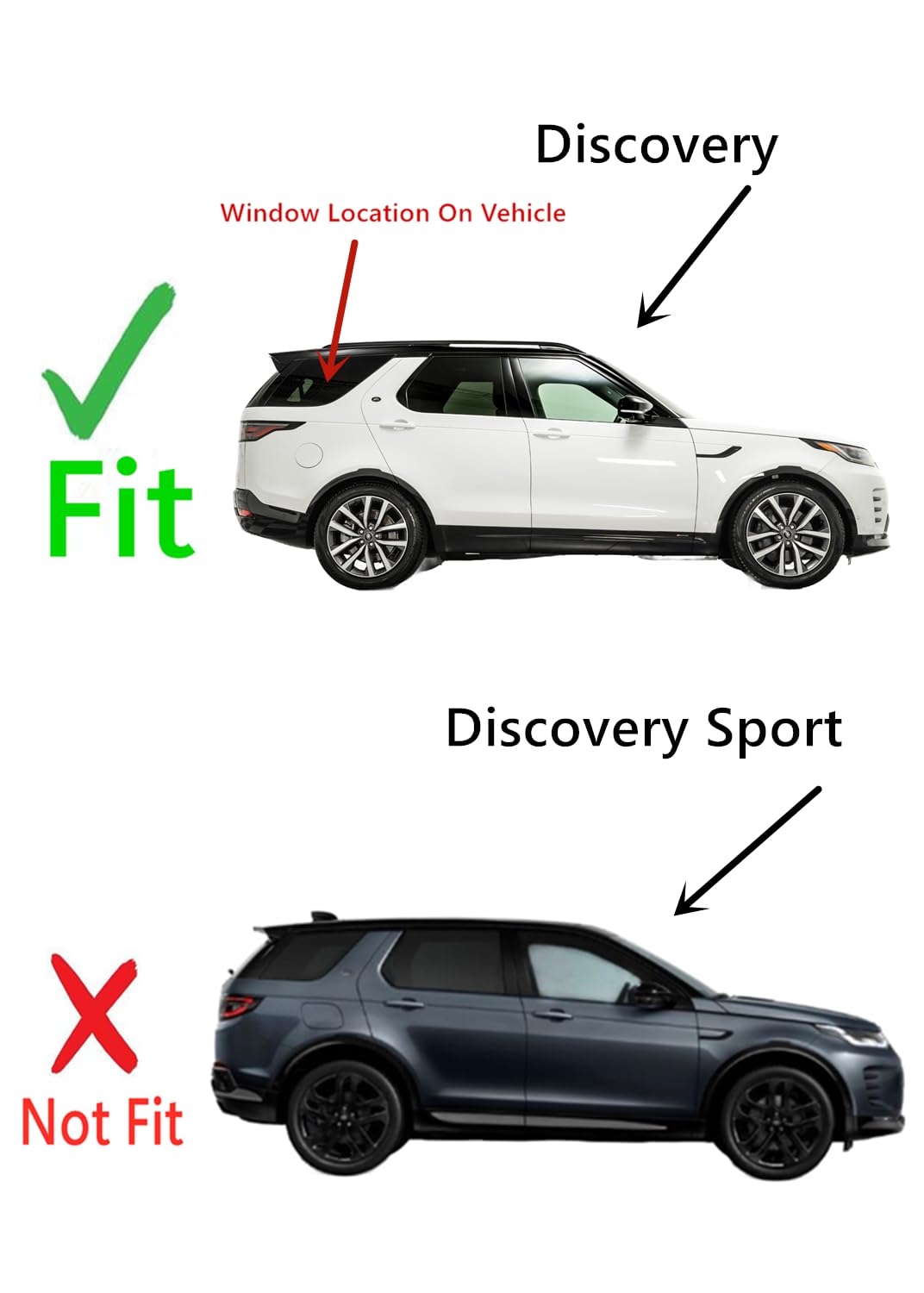 Tempered Passenger Right Side Quater Window Quarter Glass Compatible with Land Rover Discovery 2017-2025 Models (Not For Discovery Sport)