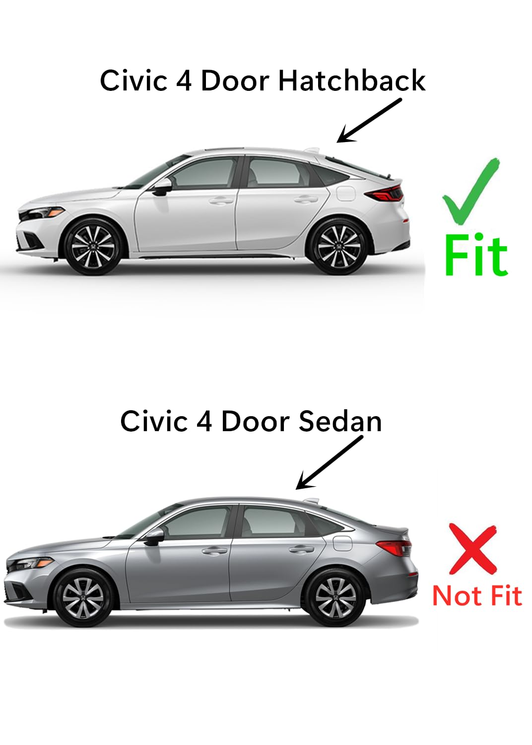 Heated Back Window Back Glass Compatible with Honda Civic 4 Door Hatchback 2022-2025 Models